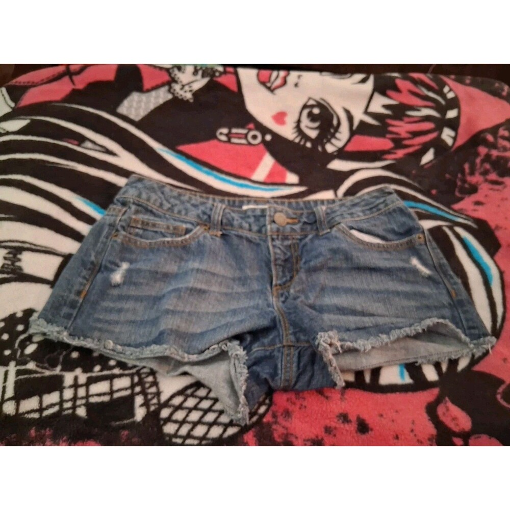 SO Denim Shorts Womens Juniors Size 9 Distressed Cutoff Low Rise Y2K Jean Shorts